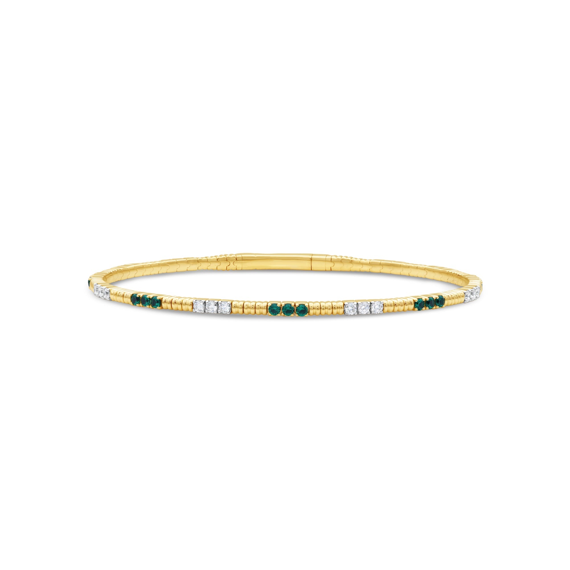 Trio Emerald and Diamond Flex Bangle