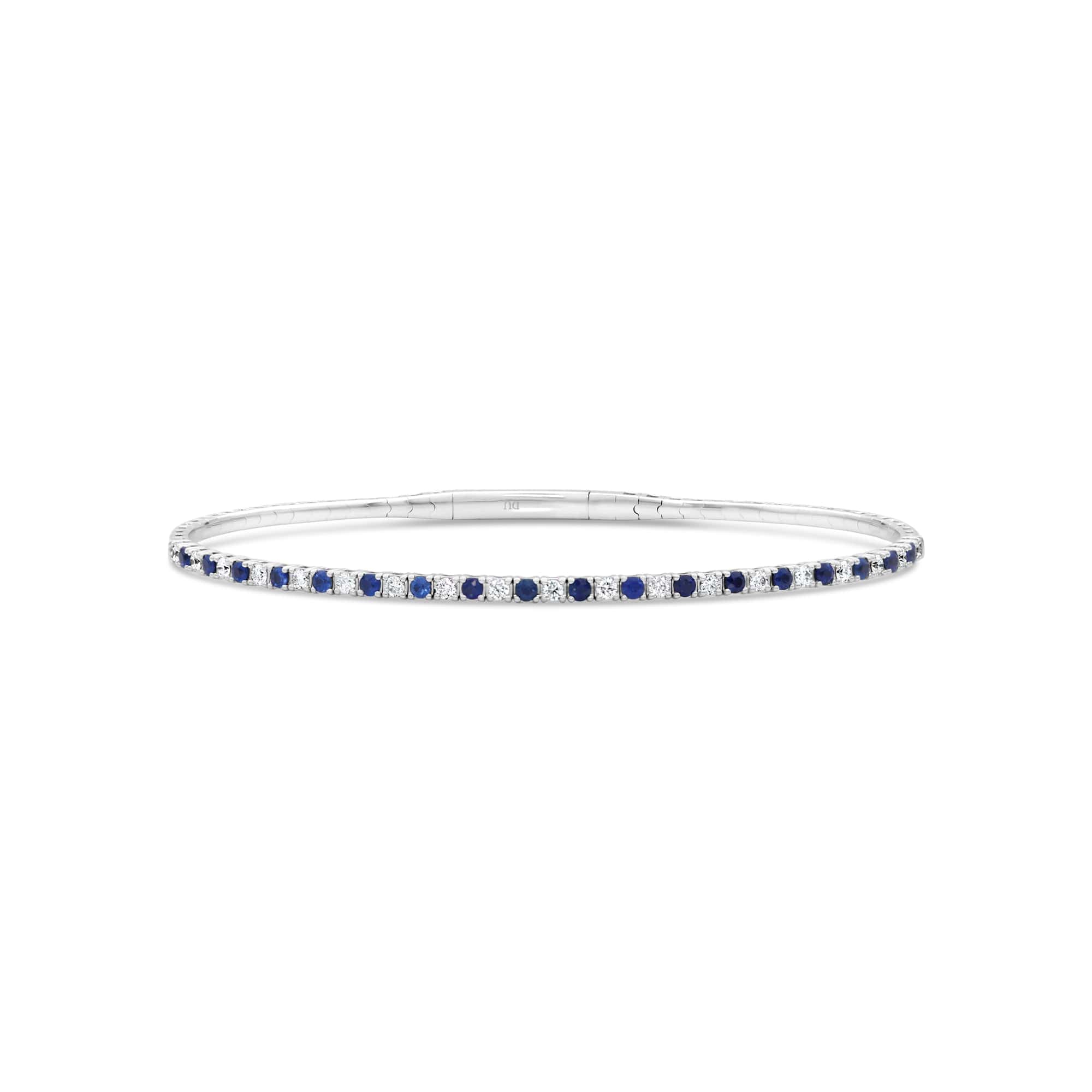 Alternating Sapphire and Diamond Flex Bangle