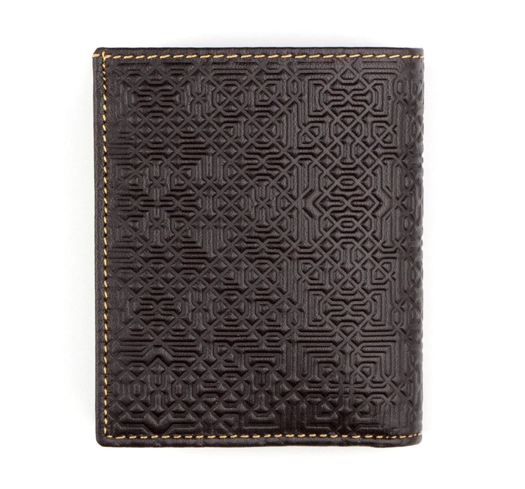 Slim Dark Brown Leather Wallet Embossed