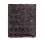 Slim Dark Brown Leather Wallet Embossed