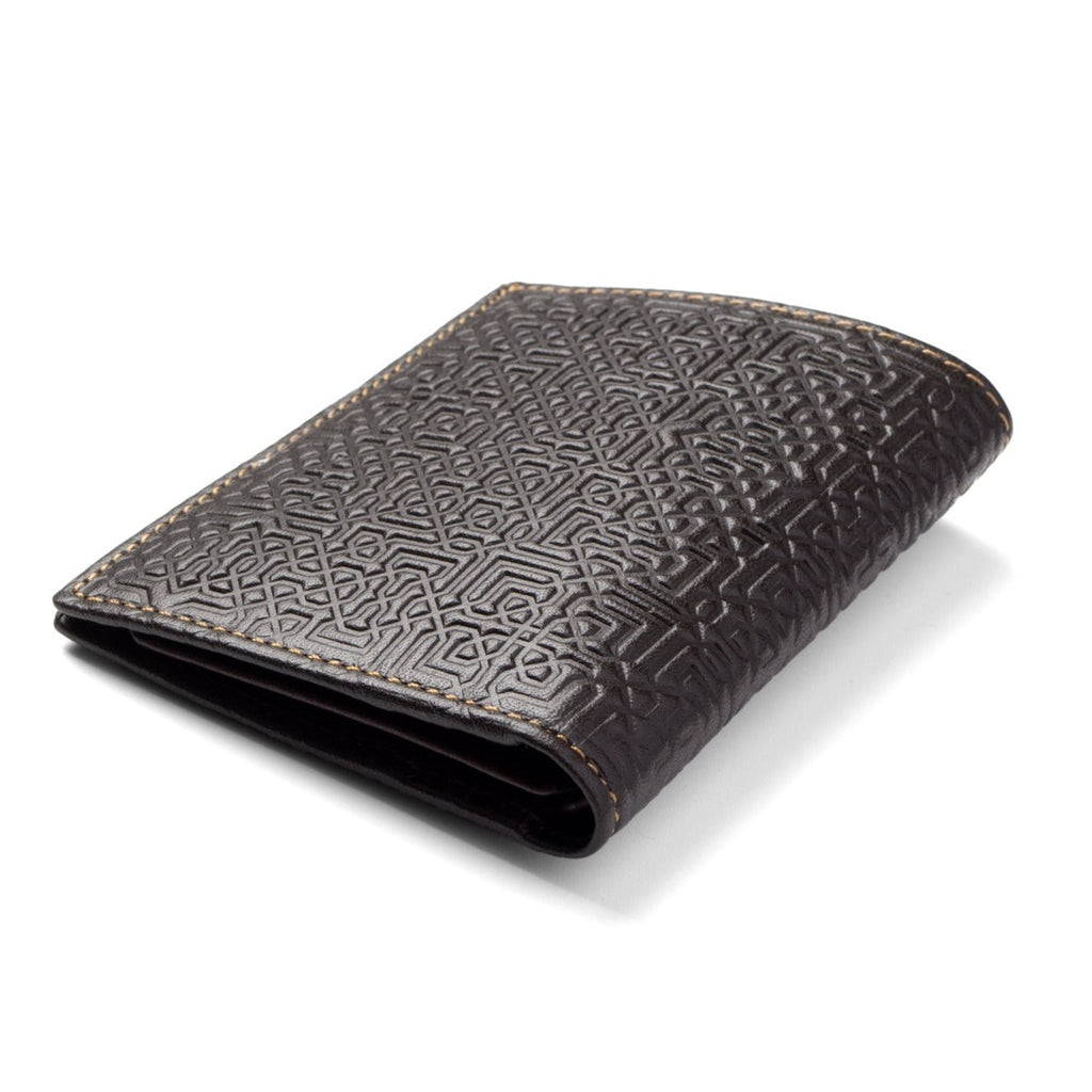 Slim Dark Brown Leather Wallet Embossed