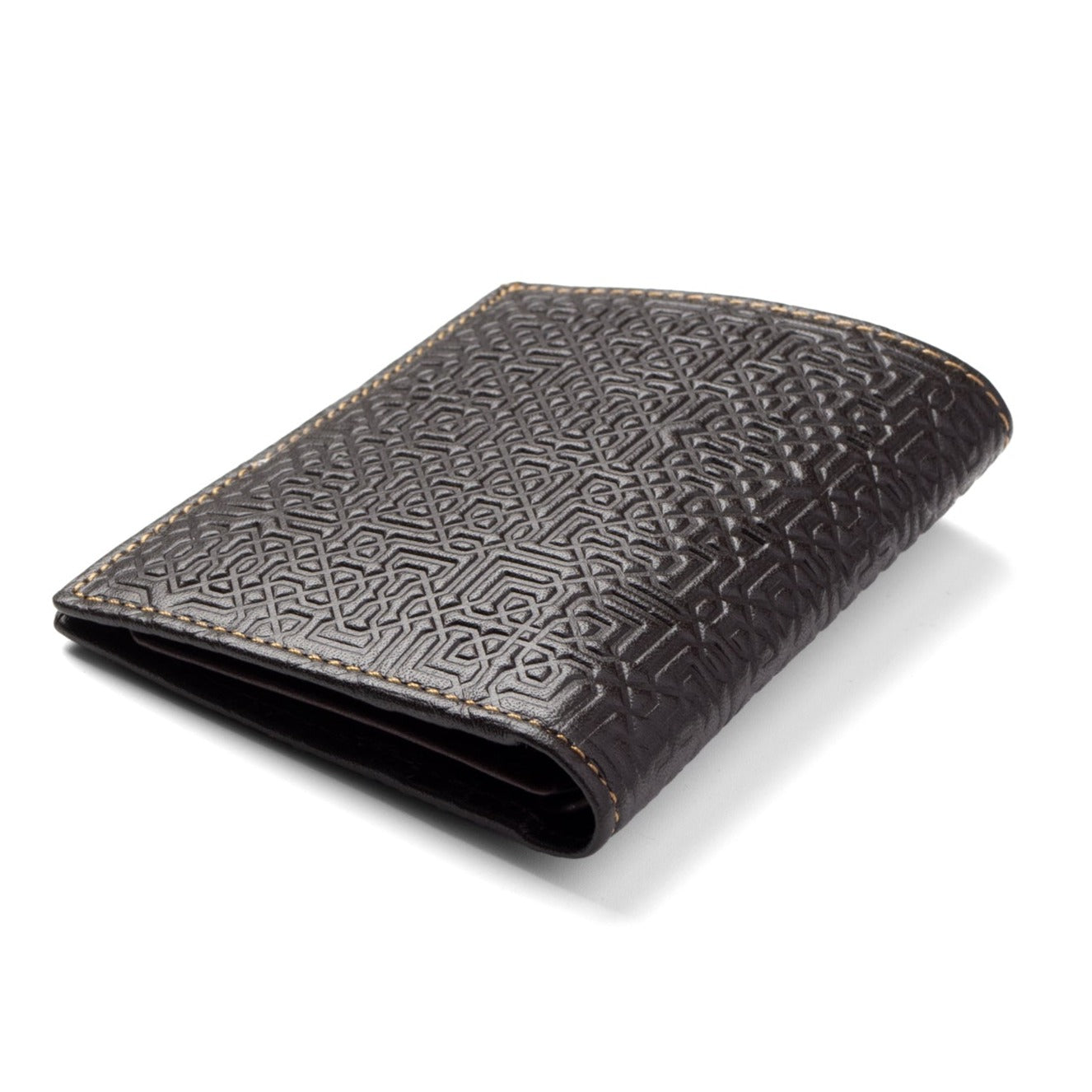 Slim Dark Brown Leather Wallet Embossed