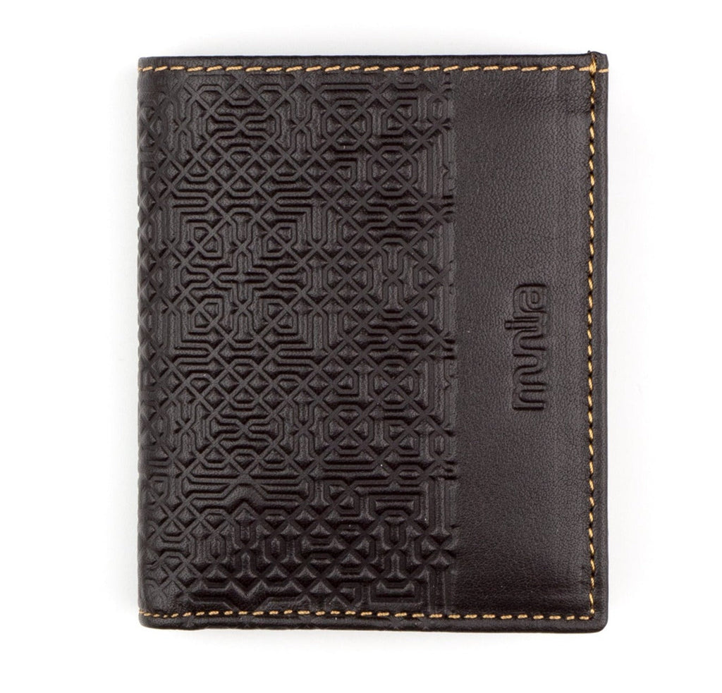 Slim Dark Brown Leather Wallet Embossed