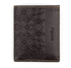 Slim Dark Brown Leather Wallet Embossed
