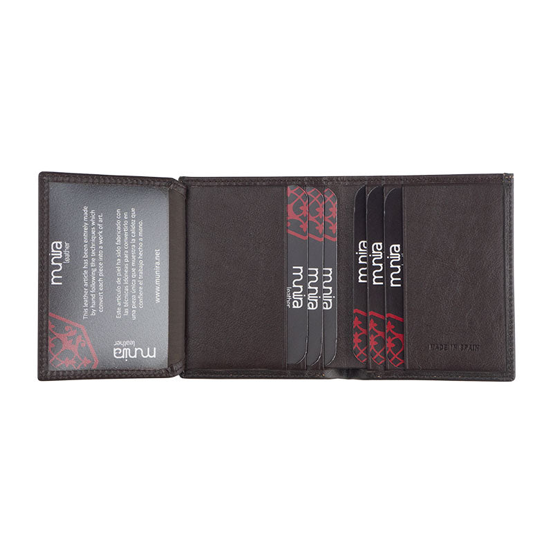 Slim Dark Brown Leather Wallet Embossed