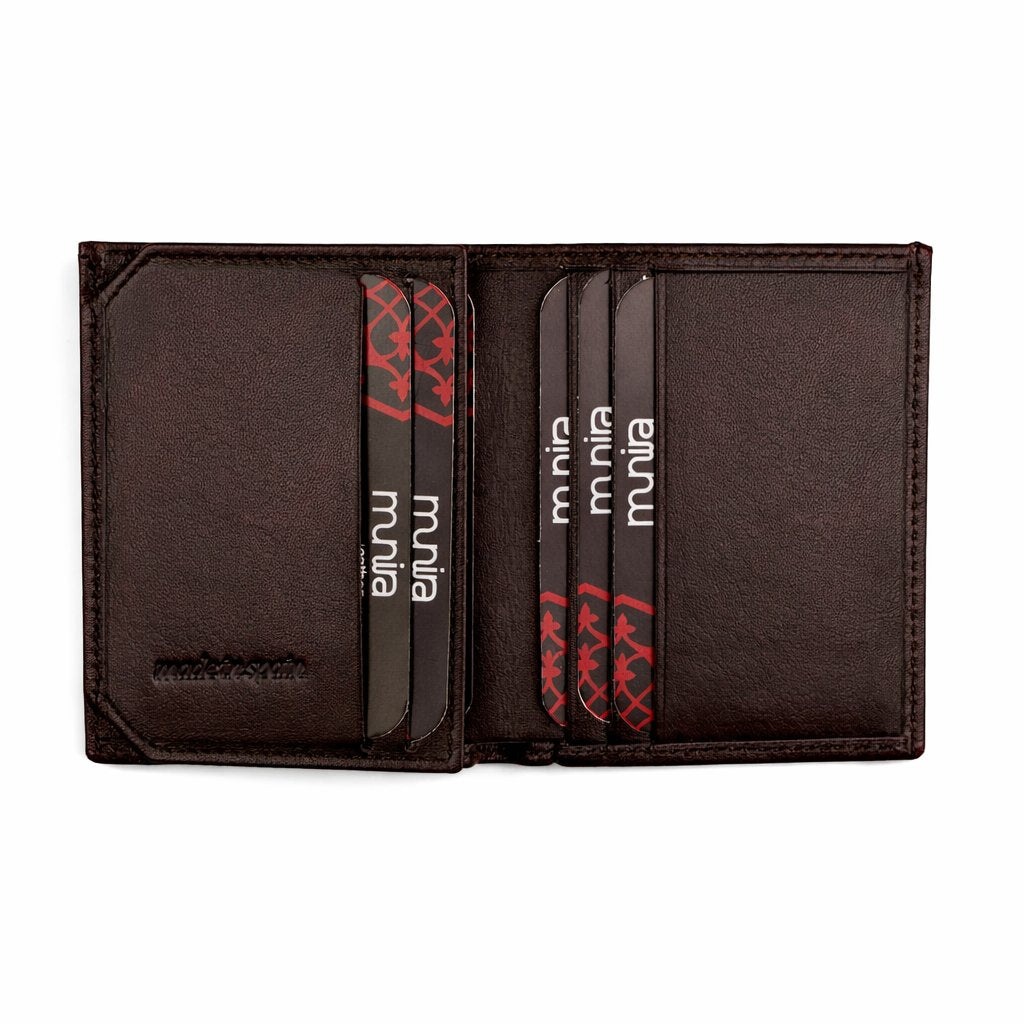 Slim Dark Brown Leather Wallet Embossed