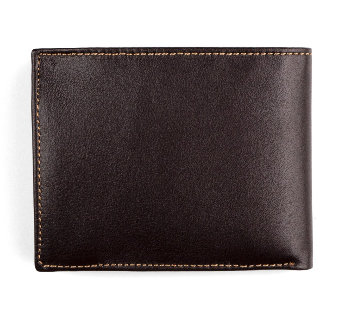 Dark Brown Bifold Leather Wallet with Coin Pocket