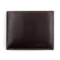 Dark Brown Bifold Leather Wallet with Coin Pocket