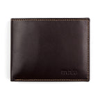 Dark Brown Bifold Leather Wallet with Coin Pocket