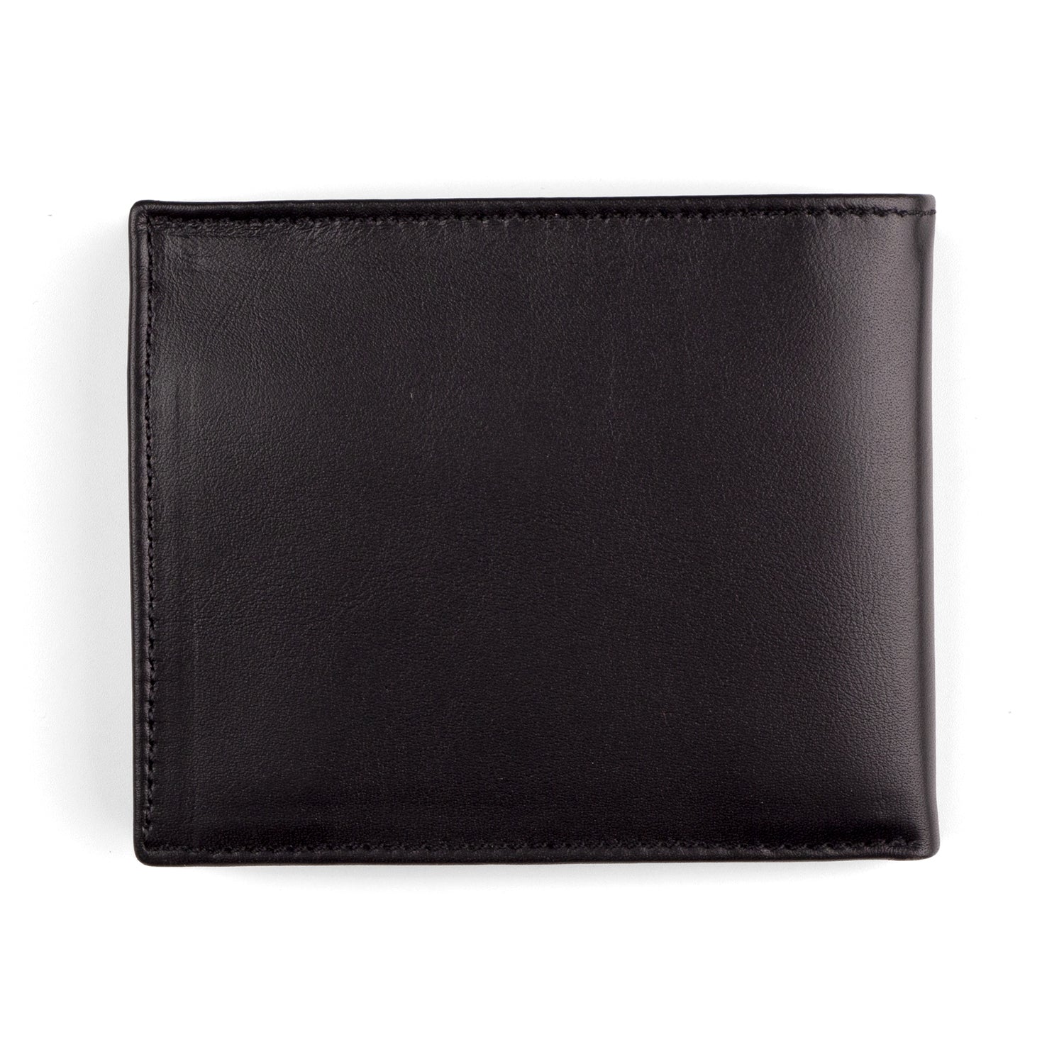 Black Bifold Leather Wallet with Coin Pocket