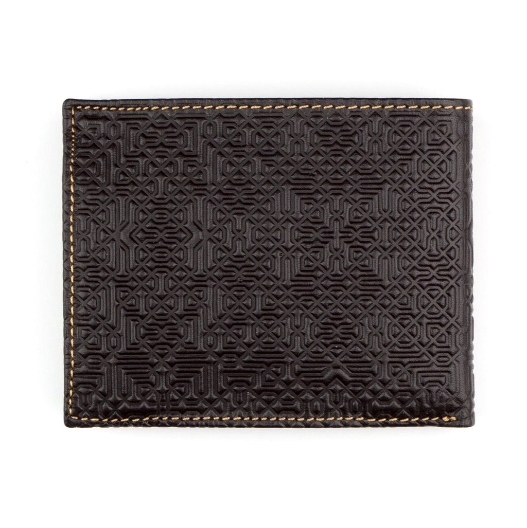 Brown Bifold Embossed Leather Wallet with Coin Pocket Garnata