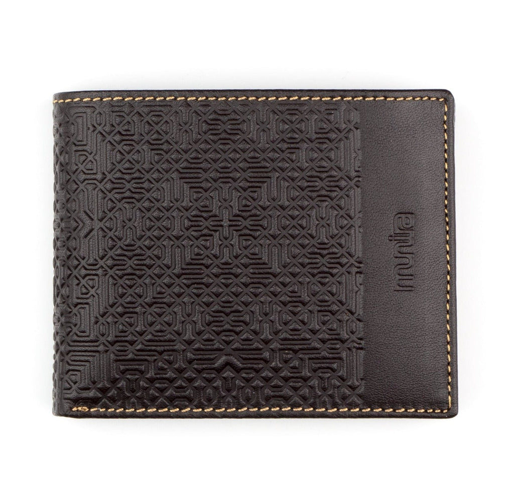 Brown Bifold Embossed Leather Wallet with Coin Pocket Garnata