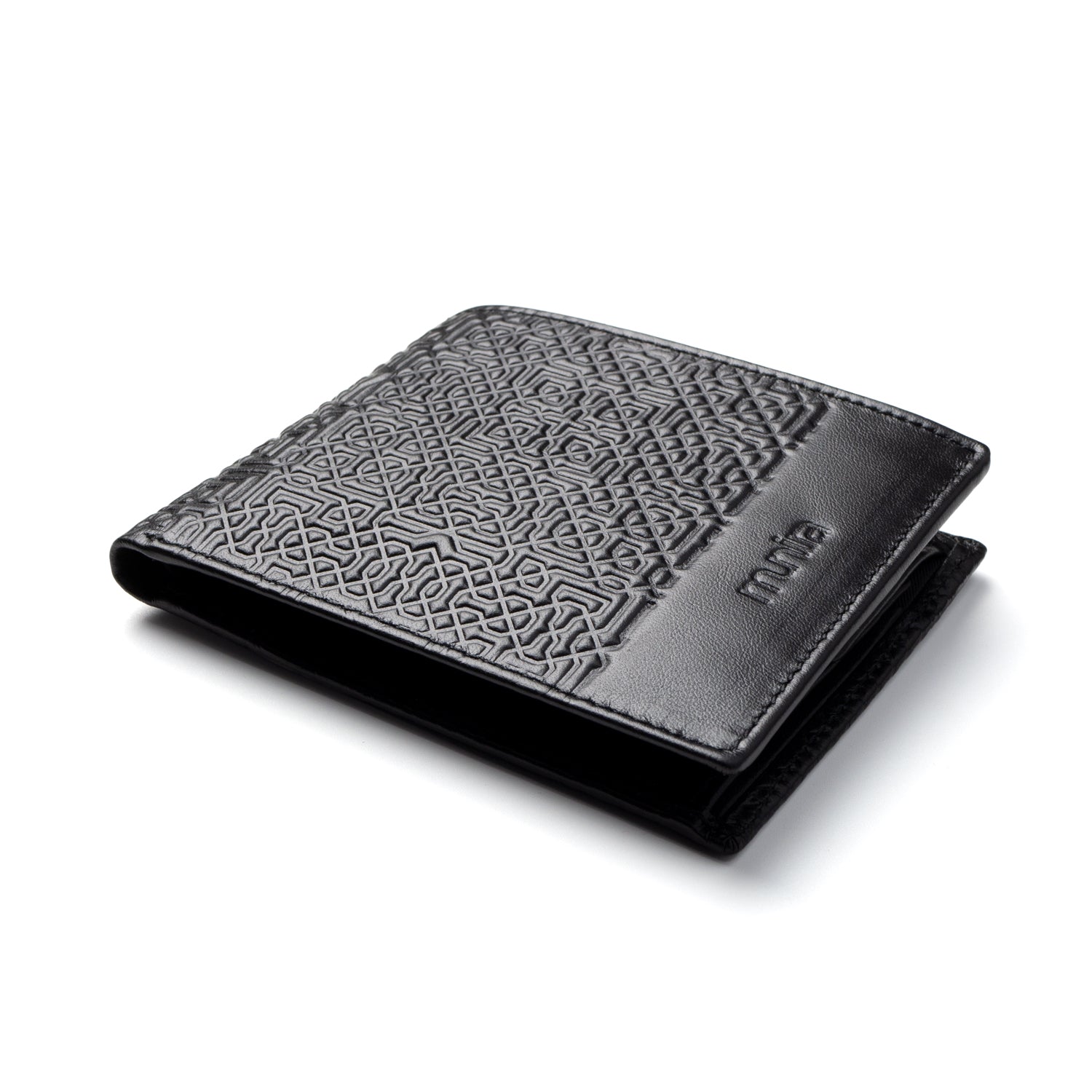 Black Embossed Leather Wallet Garnata