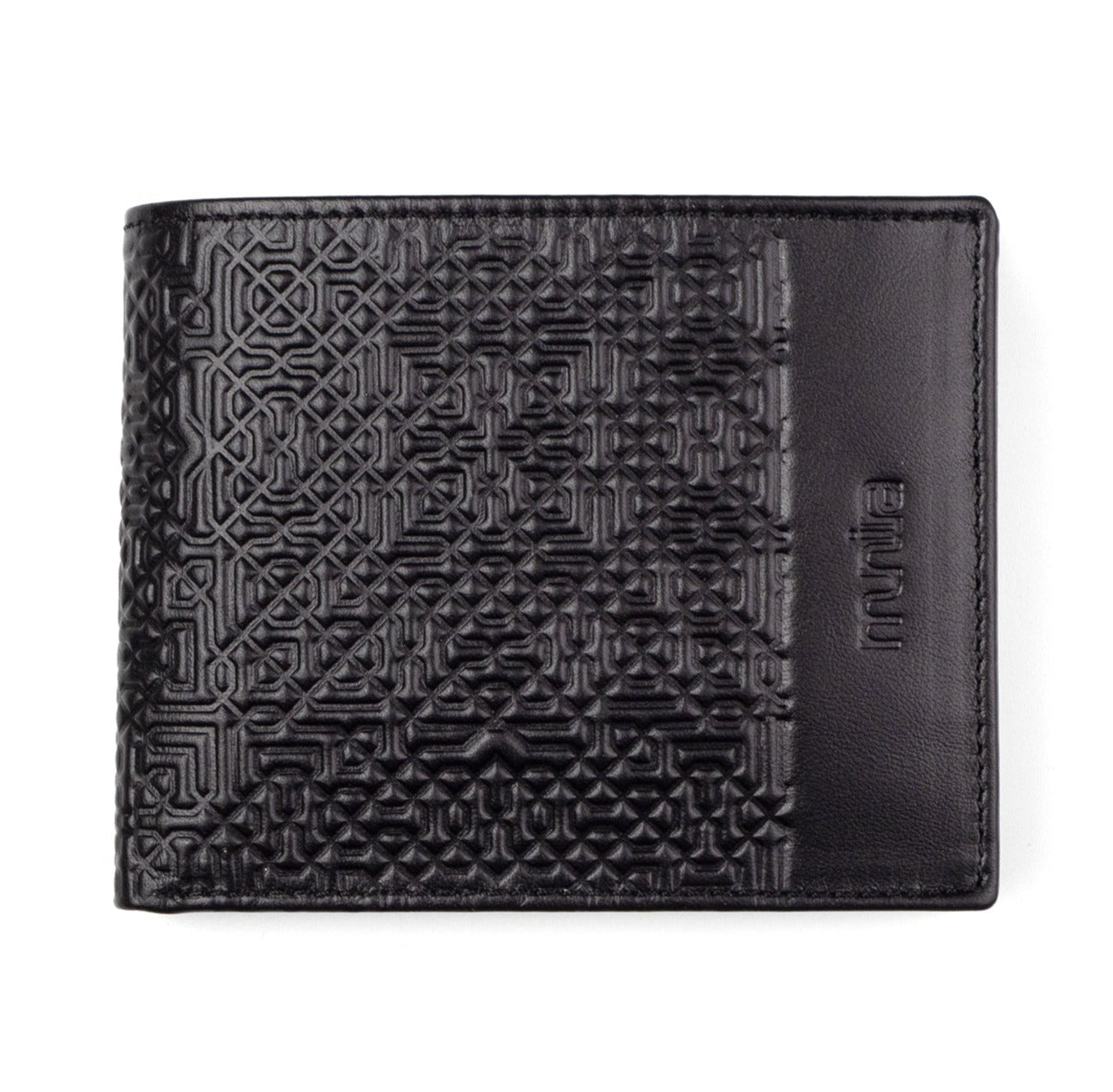 Black Bifold Leather Wallet with Coin Pocket Garnata