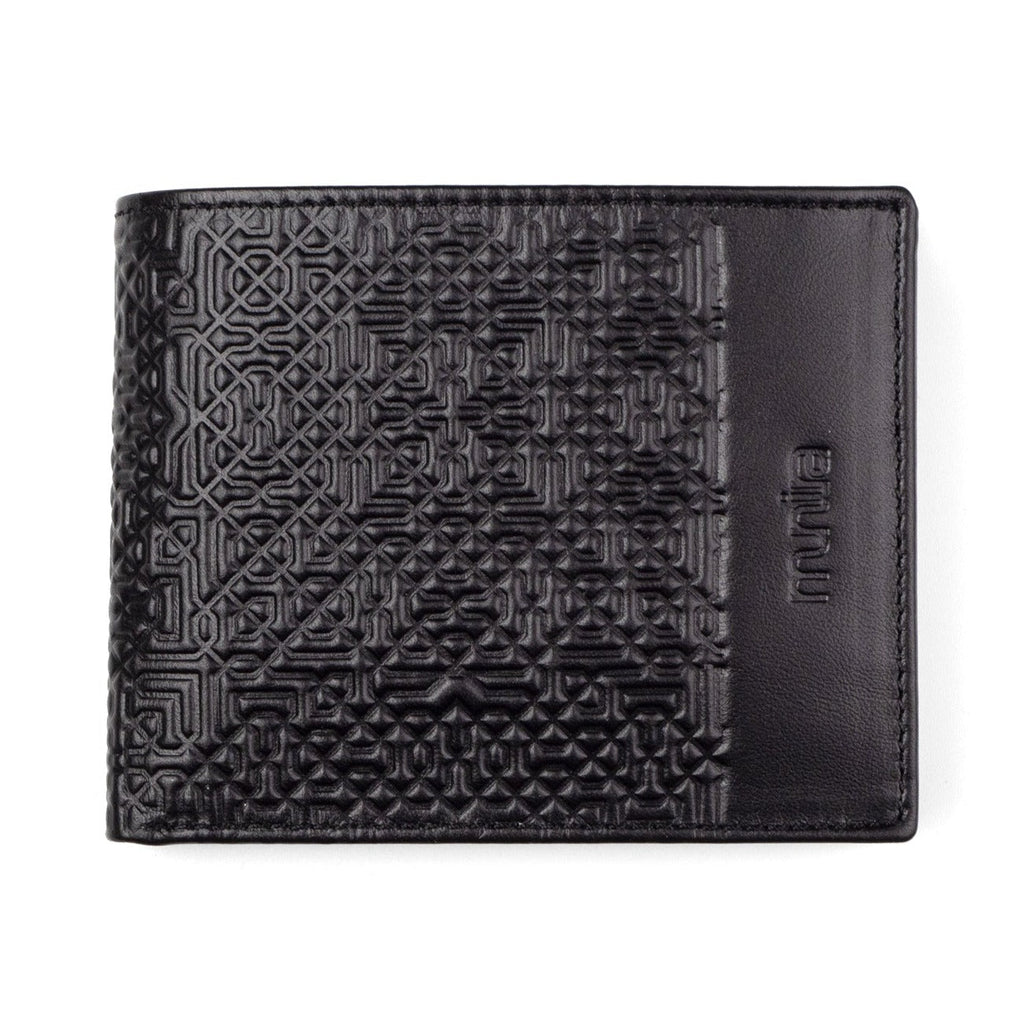 Black Embossed Leather Wallet Garnata