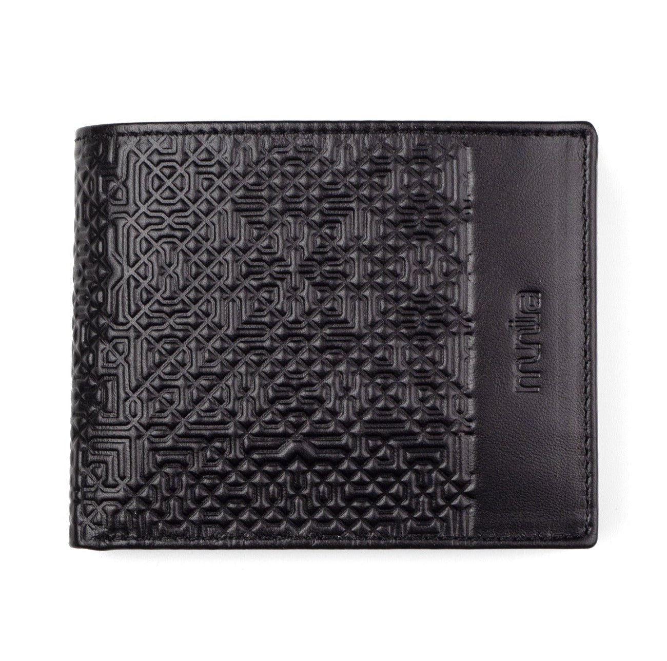 Black Embossed Leather Wallet Garnata