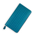 Large Leather Wallet with Zipper Blue
