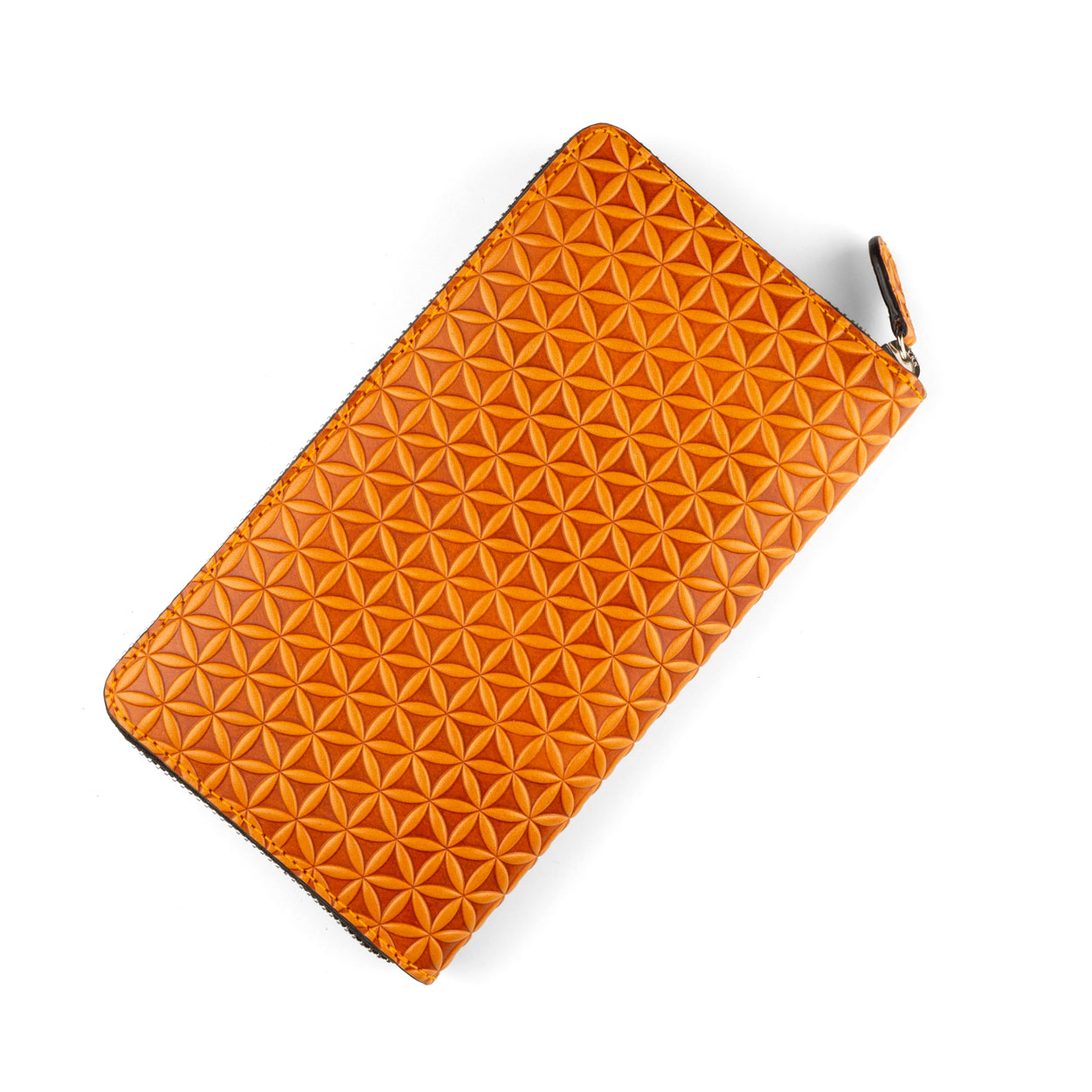 Embossed Large Leather Wallet for Women Brown