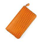 Embossed Large Leather Wallet for Women Brown