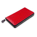 Embossed Large Leather Wallet for Women Red