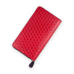 Embossed Large Leather Wallet for Women Red