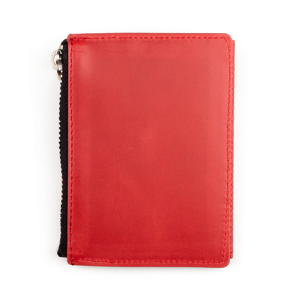 Red Embossed Slim wallet with Coin pocket Farid
