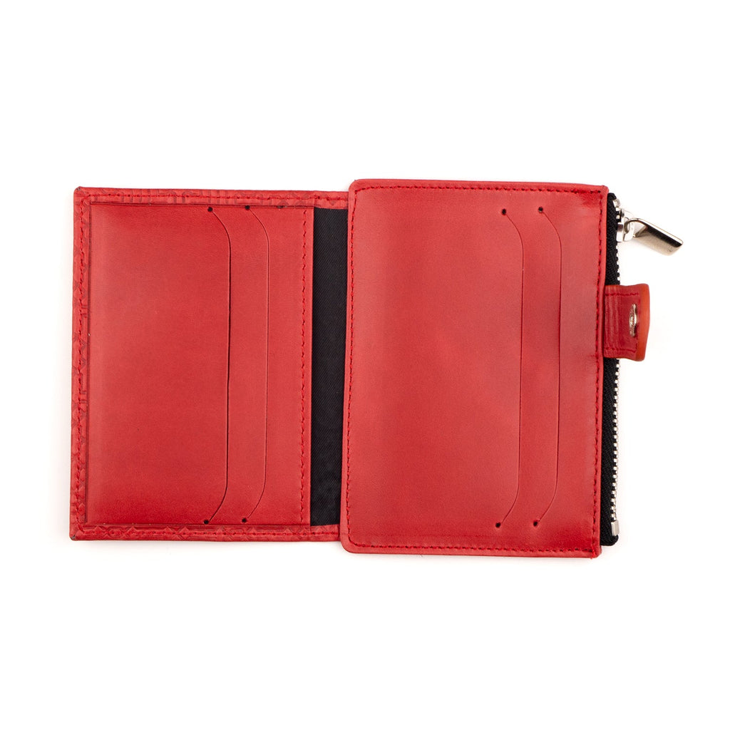 Red Embossed Slim wallet with Coin pocket Farid