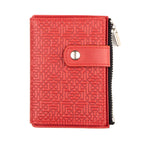 Red Embossed Slim wallet with Coin pocket Farid