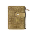 Olive Green Slim Leather Wallet Islamic Art Embossed Pattern
