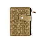 Olive Green Slim Leather Wallet Islamic Art Embossed Pattern
