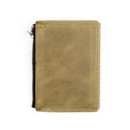 Olive Green Slim Leather Wallet Islamic Art Embossed Pattern