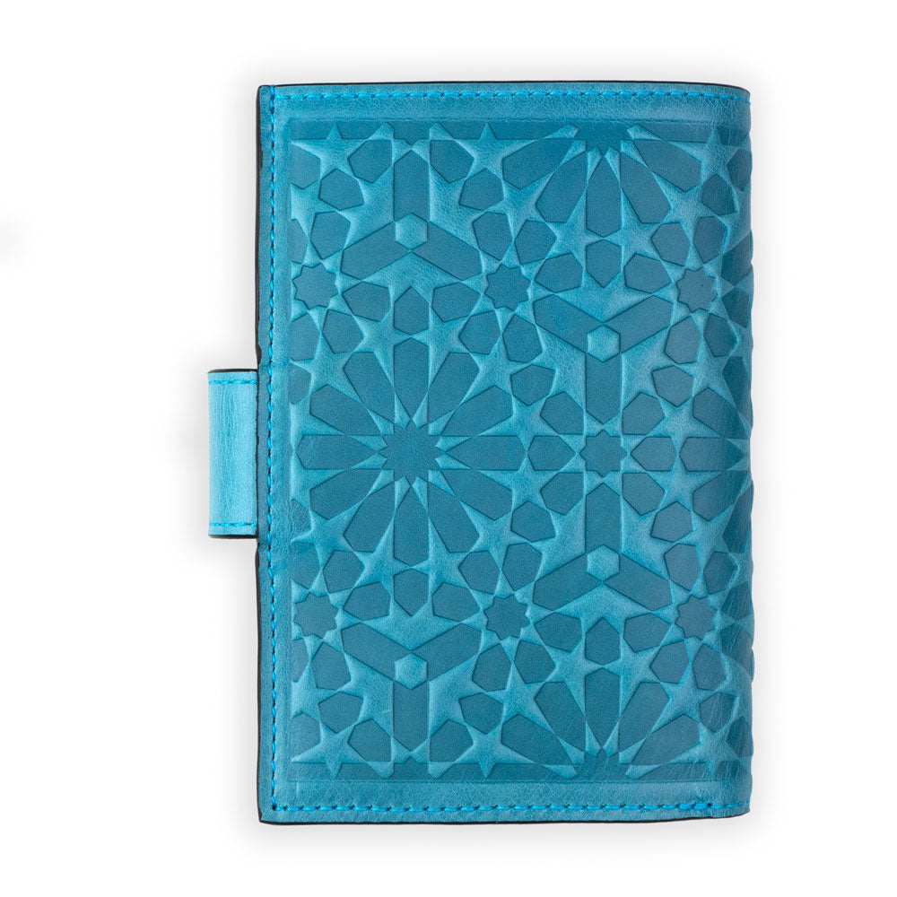 Leather Wallet with Purse Zellige Blue