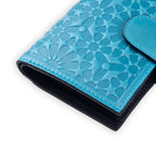Leather Wallet with Purse Zellige Blue
