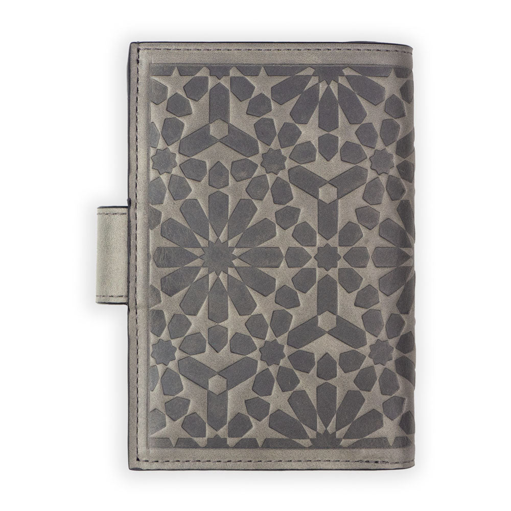 Leather Wallet with Purse Zellige Gray