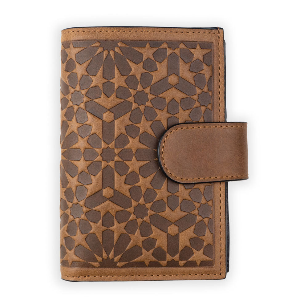 Leather Wallet with Purse Zellige Brown
