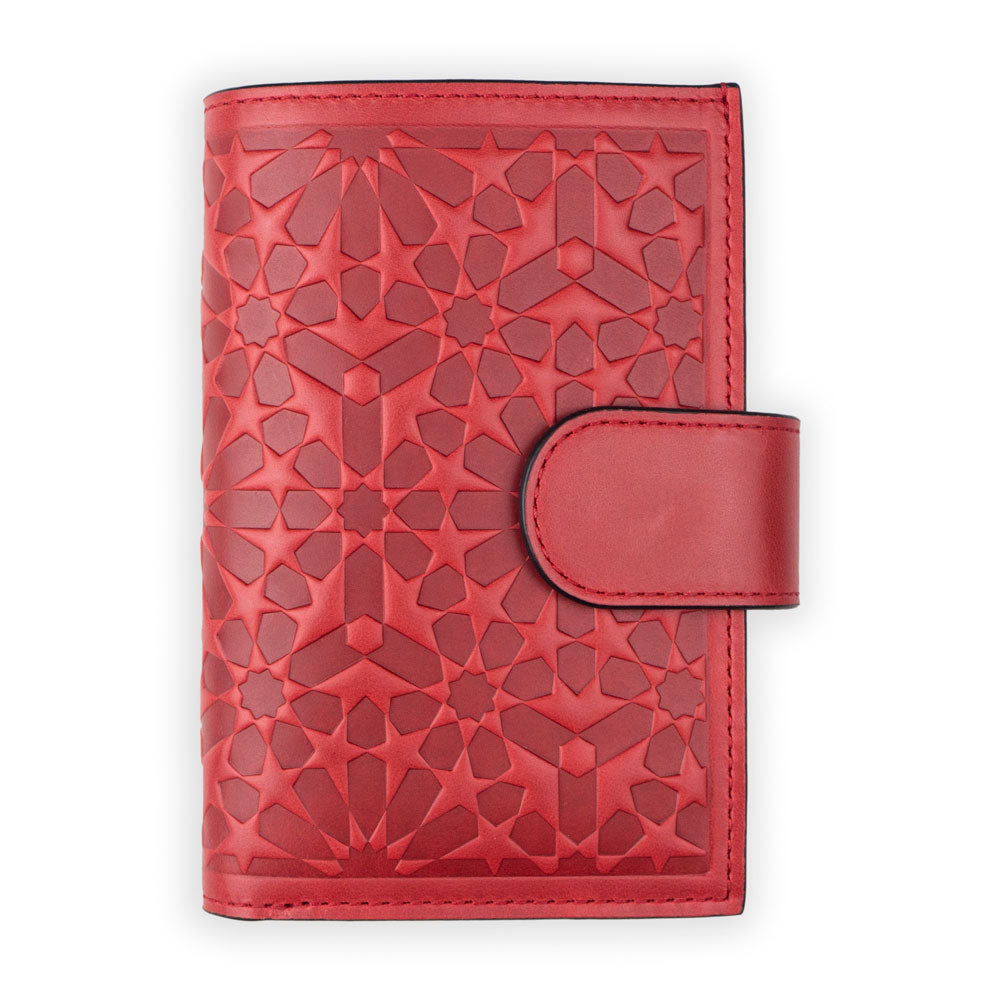 Leather Wallet with Purse Zellige Red