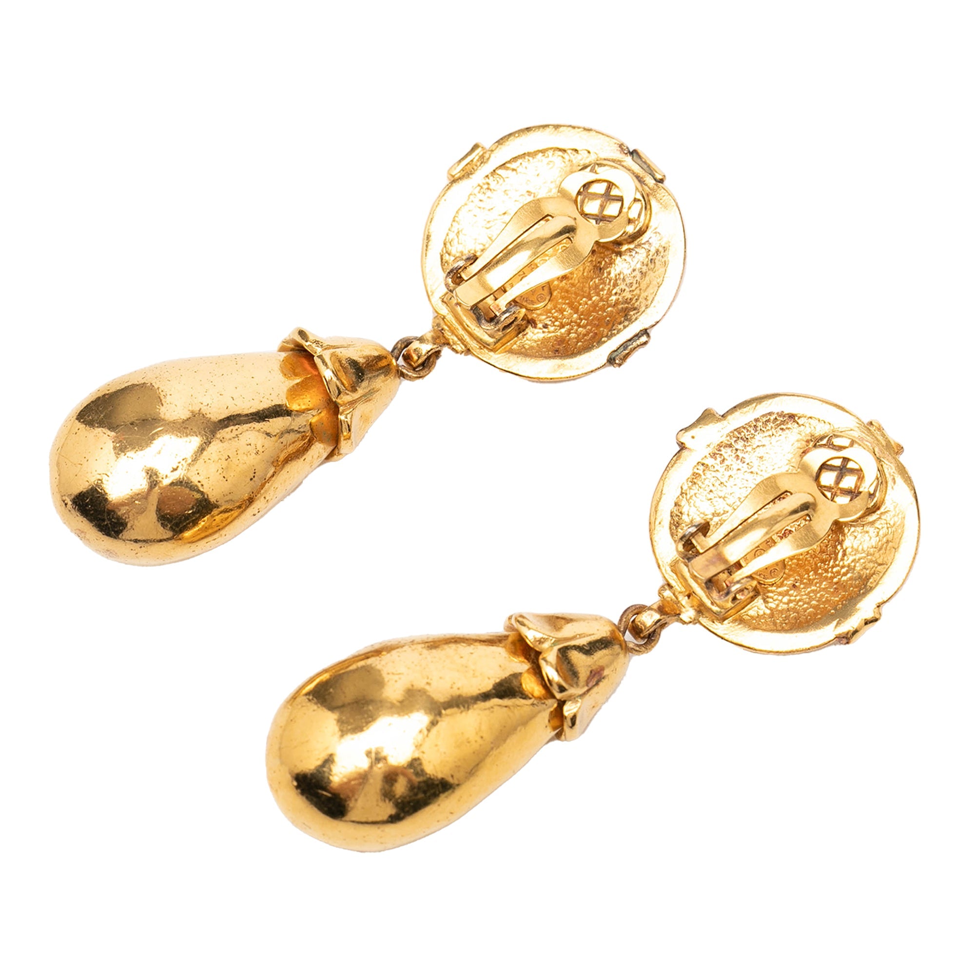 CC Gold Plated Dangle Clip On Earrings