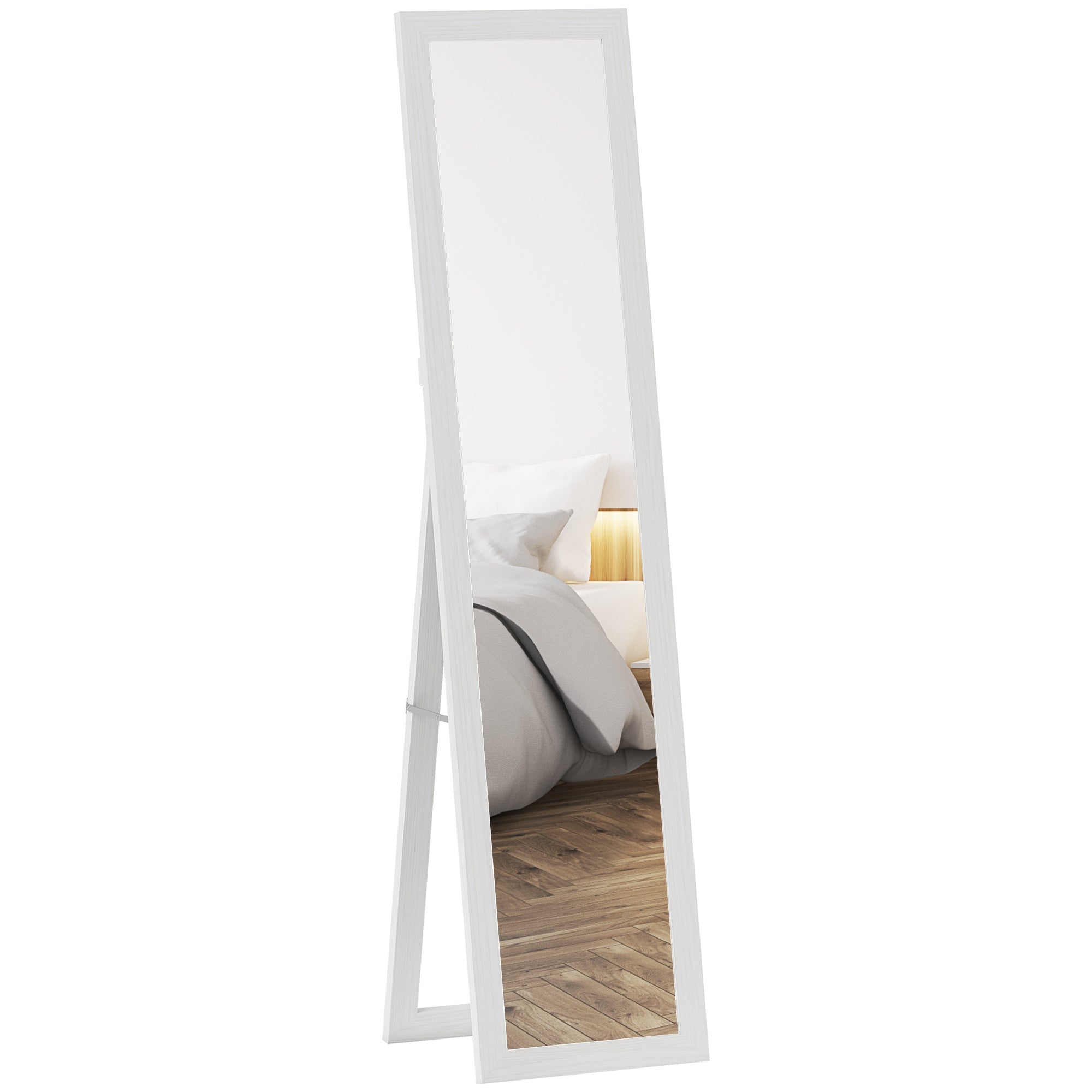 61" x 15" Full-Length Framed Mirror for Bedroom & Living Room, White