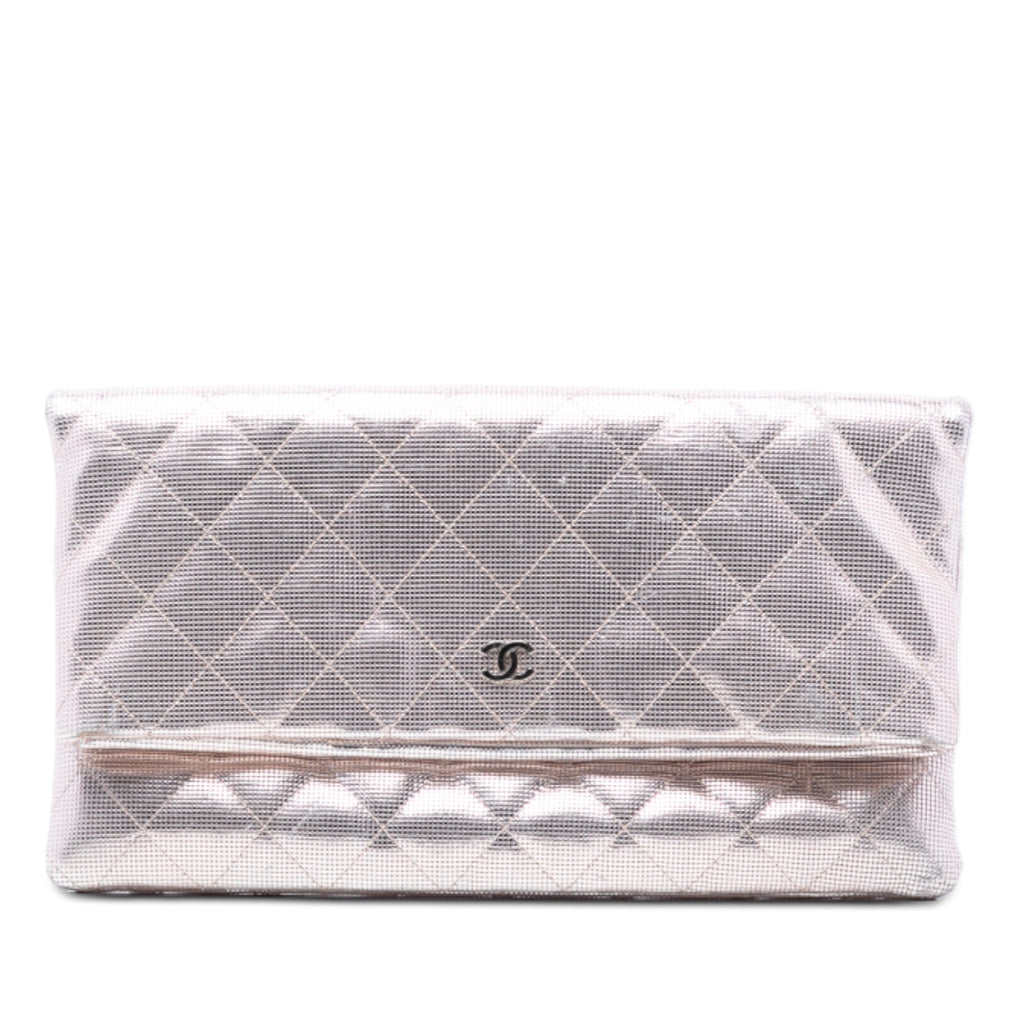 Quilted Calfskin Pixel Effect Beauty Foldover Clutch