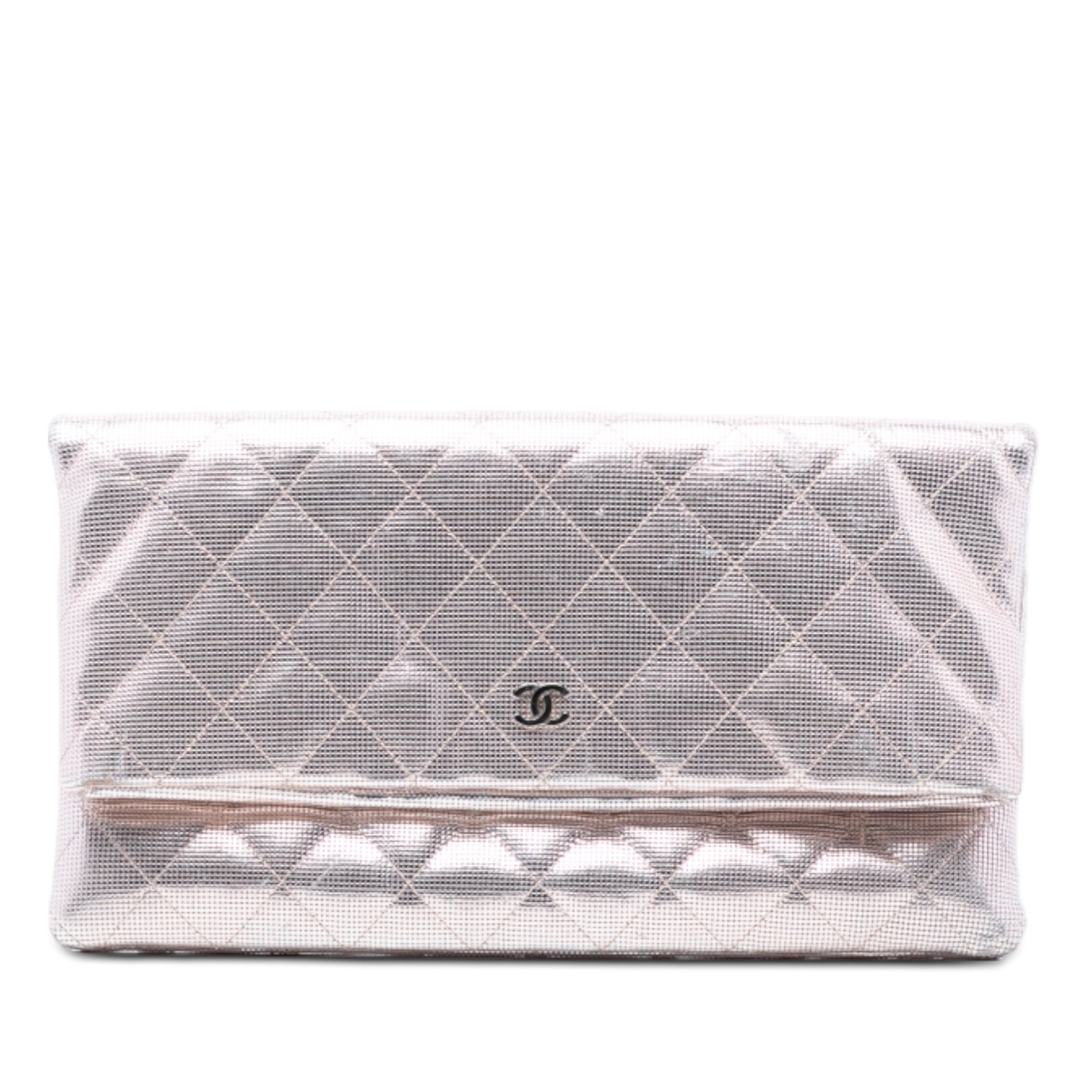 Quilted Calfskin Pixel Effect Beauty Foldover Clutch