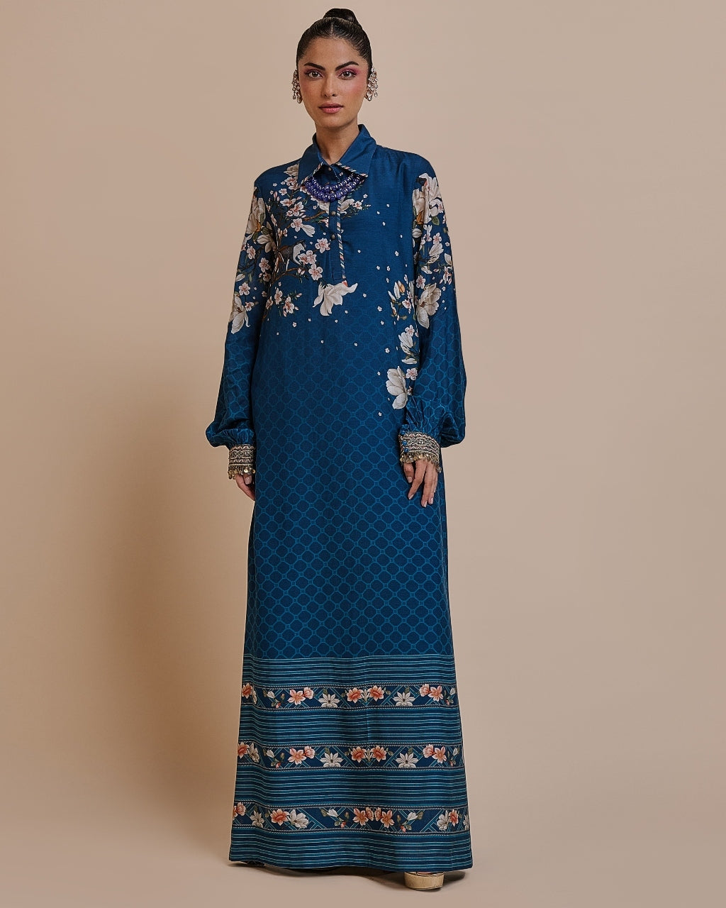 Navy Blue Kaftan By KYNAH, Luxury Indian Fashion & Bridal Wear