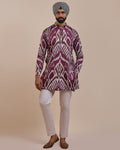 Plum Red Ikat Kurta By KYNAH, Luxury Indian Fashion & Bridal Wear