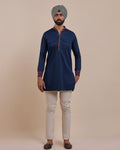 Navy Blue Red Kurta By KYNAH, Luxury Indian Fashion & Bridal Wear