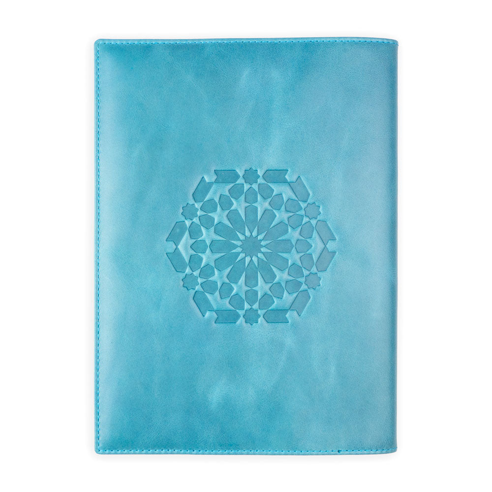 Leather Notebook Cover Zellige Blue