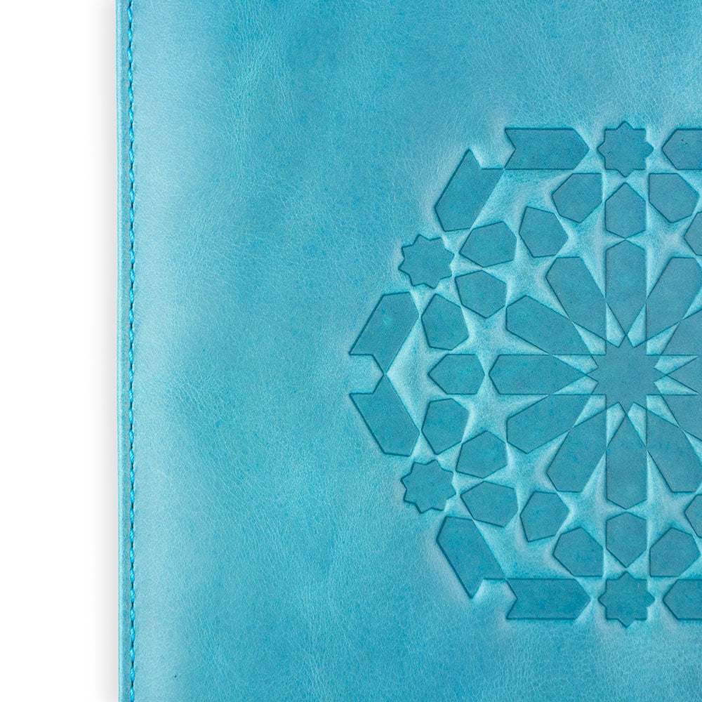 Leather Notebook Cover Zellige Blue