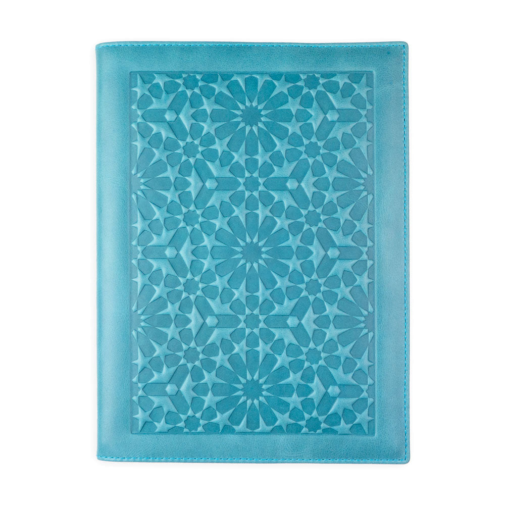 Leather Notebook Cover Zellige Blue