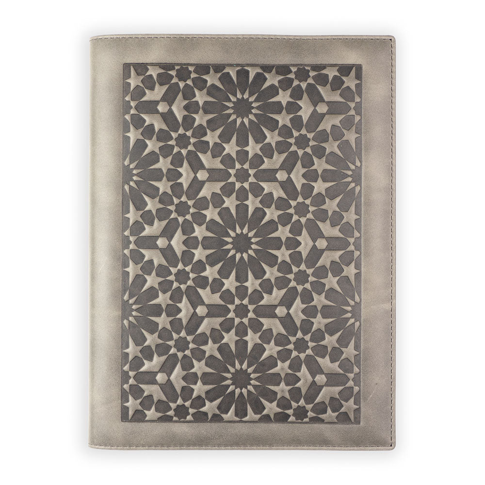 Leather Notebook Cover Zellige Gray