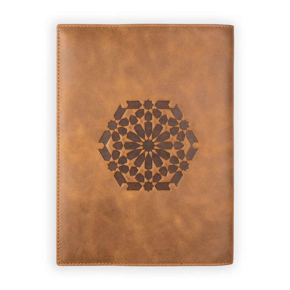 Leather Notebook Cover Zellige Brown