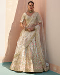 Dhara Ivory Double Dupatta Lehenga Set By KYNAH, Luxury Indian Fashion & Bridal Wear