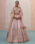 Radha Blush Pink Double Dupatta Lehenga Set By KYNAH, Luxury Indian Fashion & Bridal Wear